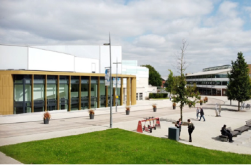 Photograph of the extension to Warwick Arts Centre taken from University Road