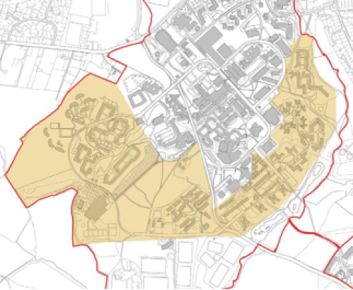 Zoomed in image of the residential fringe character area boundary