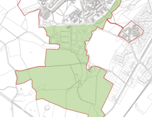 Zoomed in image of the Green Fringe character area boundary