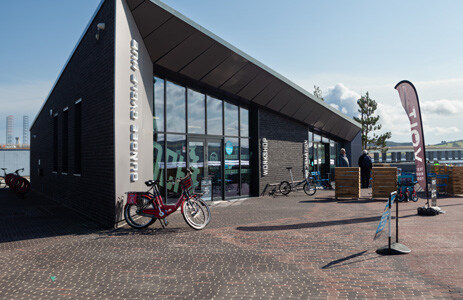 Precedent image showing a cycle hub located within a local centre to promote active travel