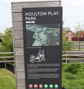 Precedent image showing a wayfinding and interpretation board used at Houlton, Rugby