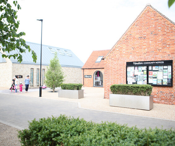 Precedent image showing community facilities at the heart of the development