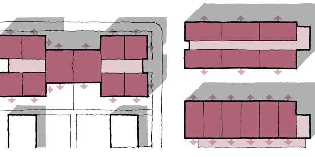 Diagram illustrating dual aspect apartment layouts
