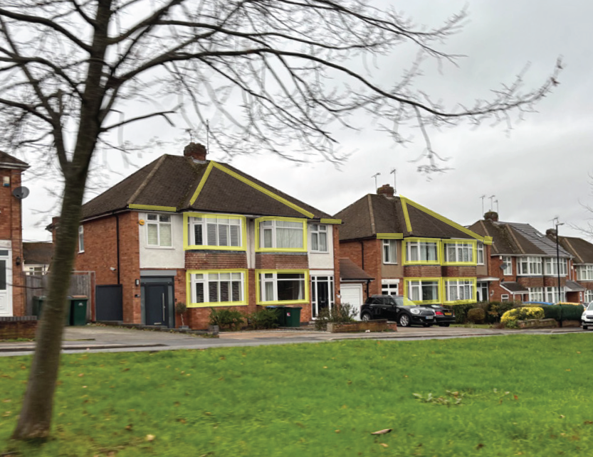 A photo showing inter-war semi-detached houses in Finham