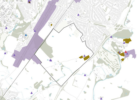 Map showing heritage and archaeology relevant constraints