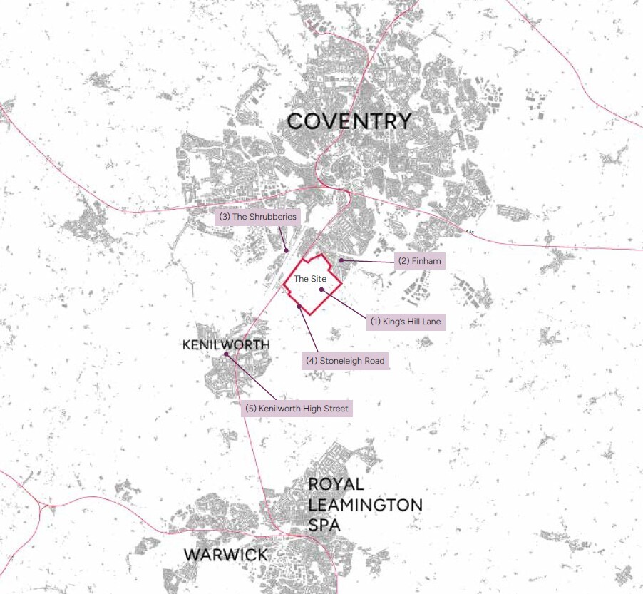A plan showing the areas visited for the character assessment