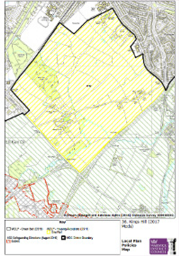 Extract of the Local Plan policies map showing the extent of the Kings Hill allocation